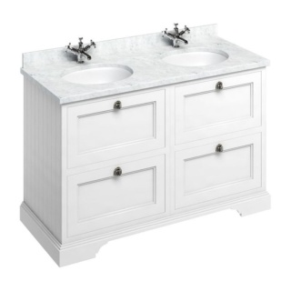 Burlington Vanity Unit with Minerva Worktop, 130cm with Drawers & 2 Basins